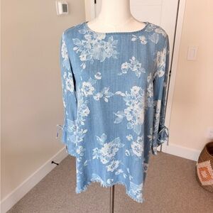 Chambray Floral Blue Women's Top